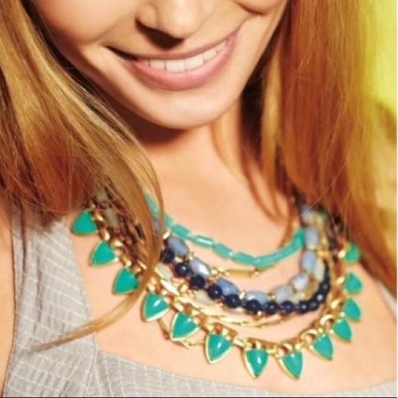 Stella & Dot | Ultra Versatile Gold + Blue + Lucky Green Stone Sutton Ne… - Picture 3 of 8